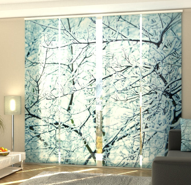 Set of 4 Panel Track Blinds - Frosty Branches