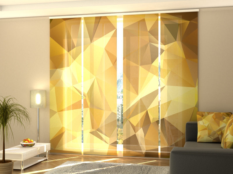 Set of 4 Panel Track Blinds - Golden Abstraction