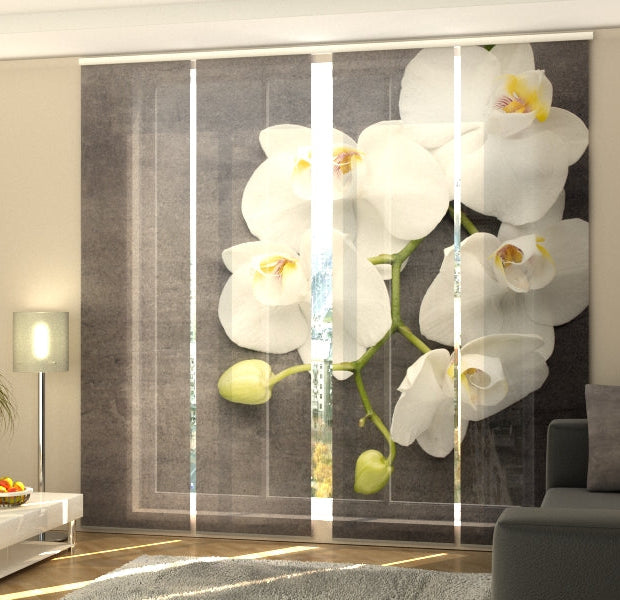 Set of 4 Panel Track Blinds - Gray and White