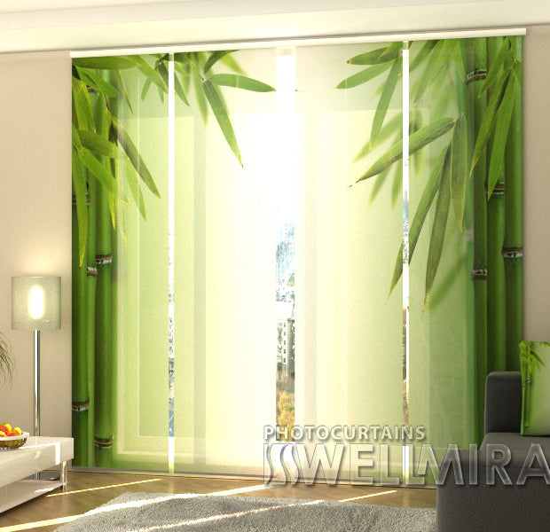 Set of 4 Panel Track Blinds - Green Bamboo 2
