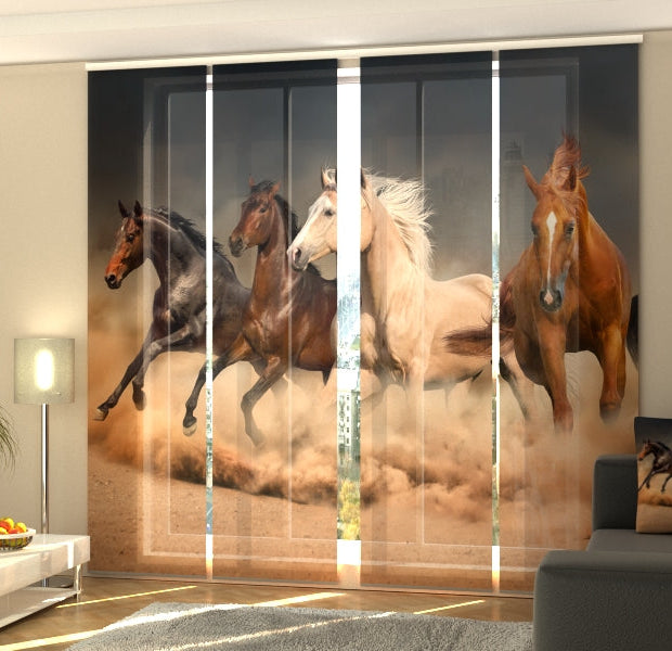 Set of 4 Panel Track Blinds - Herd of Horses 1