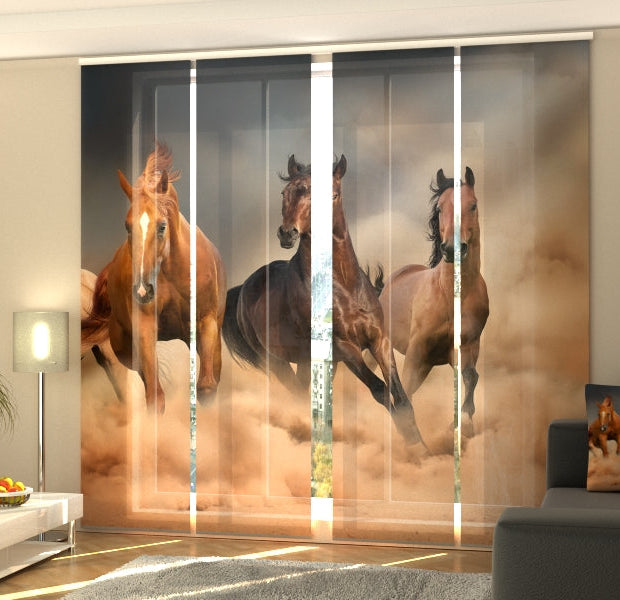 Set of 4 Panel Track Blinds - Herd of Horses 2