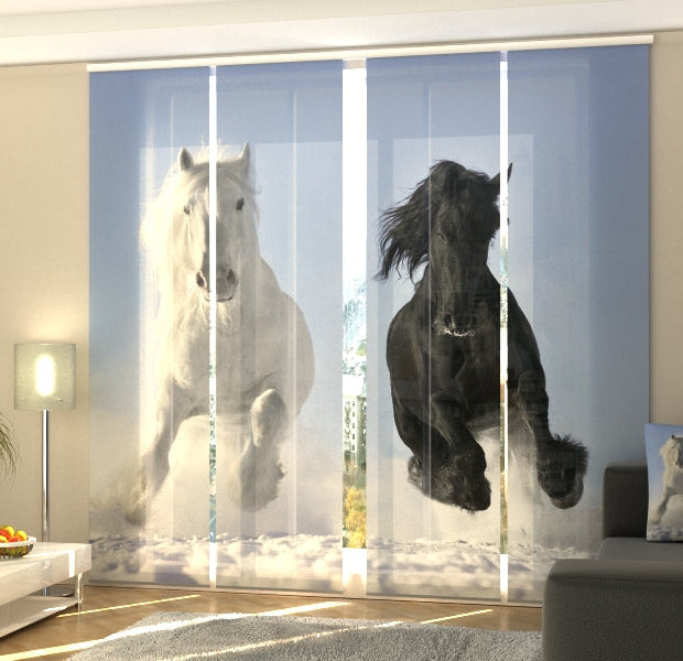 Set of 4 Panel Track Blinds - Horses 1