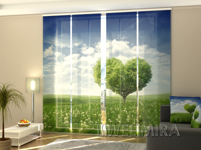 Set of 4 Panel Track Blinds - Love Tree 2