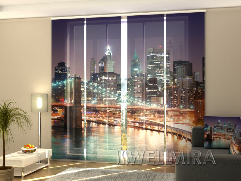 Set of 4 Panel Track Blinds - Manhattan after sunset