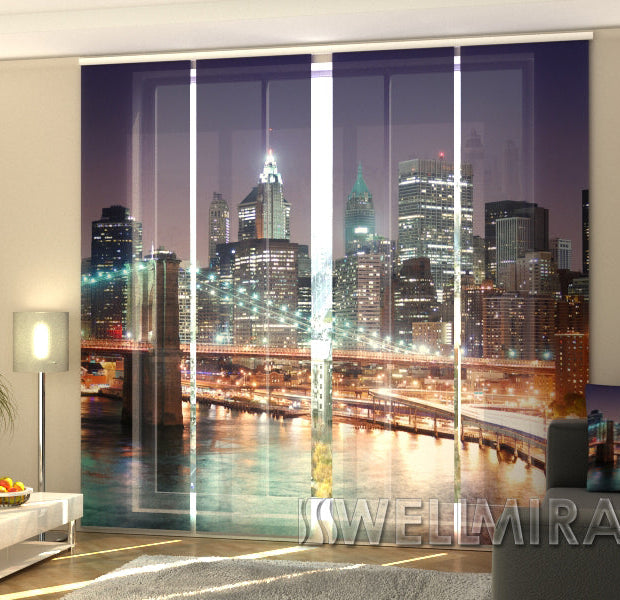 Set of 4 Panel Track Blinds - Manhattan after sunset