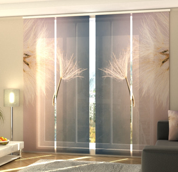 Set of 4 Panel Track Blinds - Meeting of Dandelions