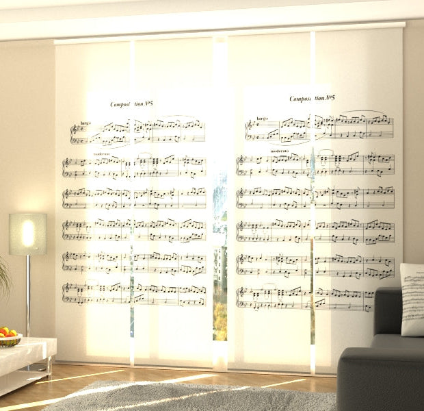 Set of 4 Panel Track Blinds - Music Note Sheet