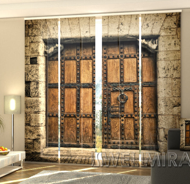 Set of 4 Panel Track Blinds - Old Spanish door