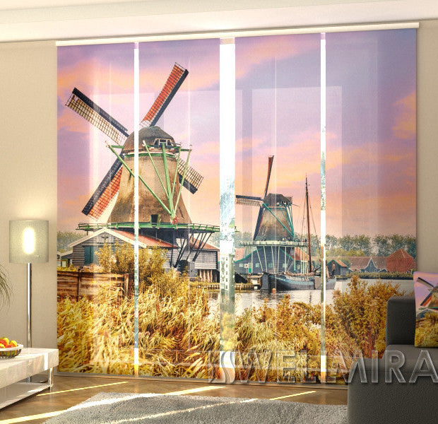 Set of 4 Panel Track Blinds - Old Mill