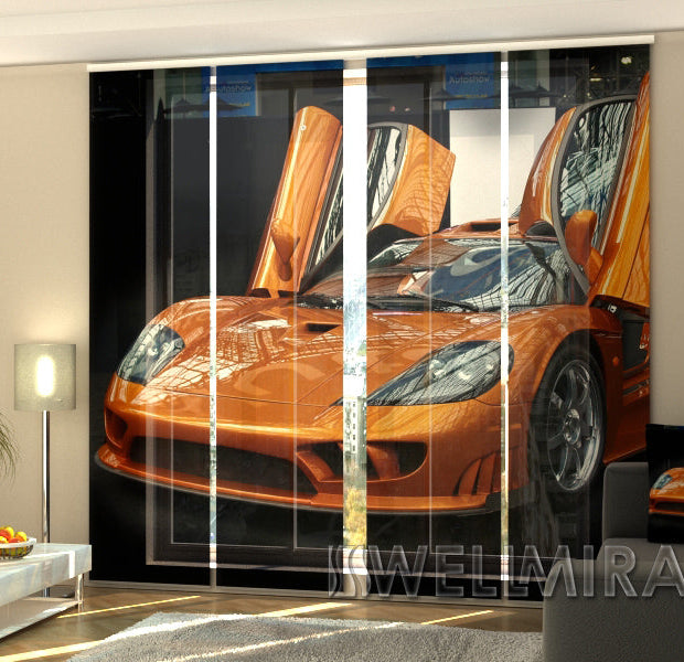 Set of 4 Panel Track Blinds - Orange Ferrari
