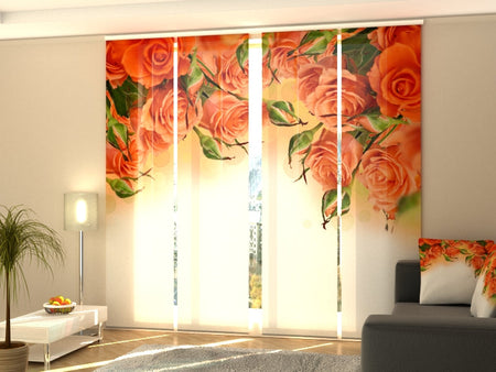 Set of 4 Panel Track Blinds - Oranges Roses