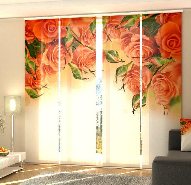 Set of 4 Panel Track Blinds - Oranges Roses