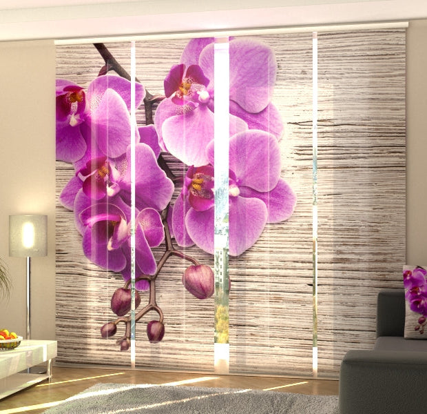 Set of 4 Panel Track Blinds - Orchids and Tree 2