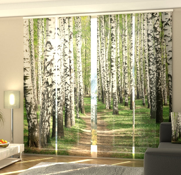 Set of 4 Panel Track Blinds - Birch Forest