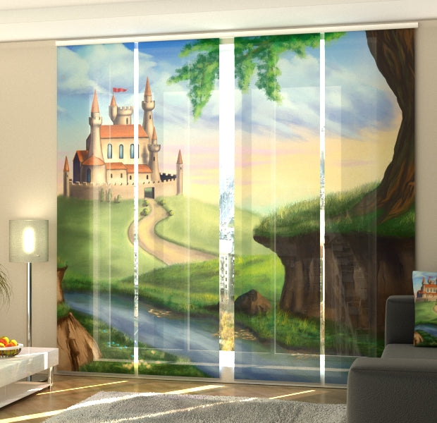 Set of 4 Panel Track Blinds - Castle for Princess