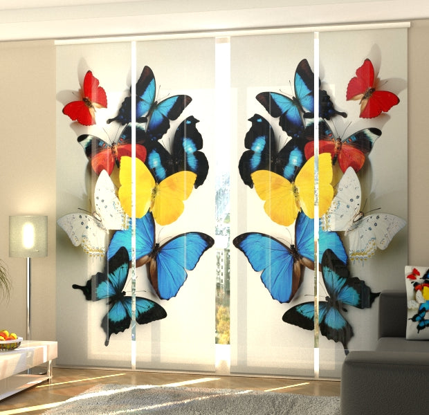 Set of 4 Panel Track Blinds - Colorful Butterflies