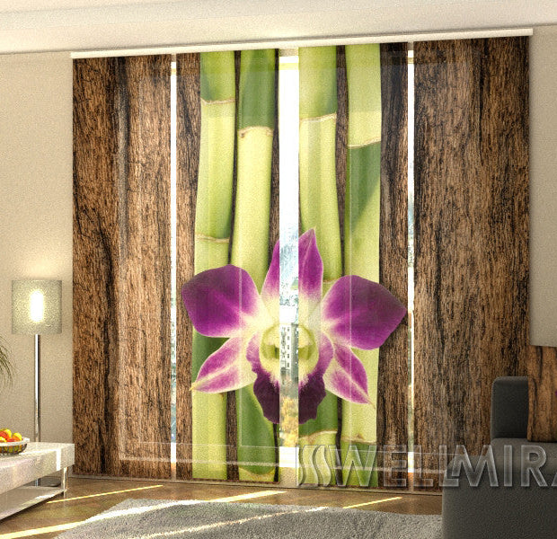 Set of 4 Panel Track Blinds - Four Shoots of Bamboo