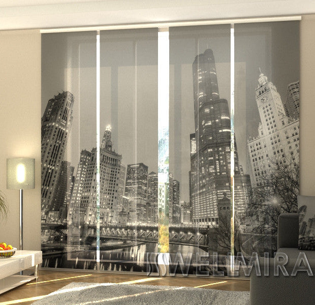 Set of 4 Panel Track Blinds - Grey City