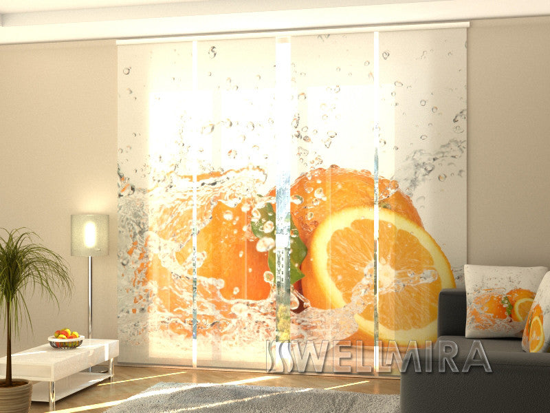 Set of 4 Panel Track Blinds - Juicy Orange