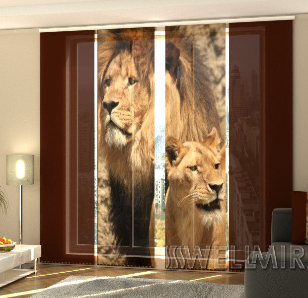 Set of 4 Panel Track Blinds - Lions