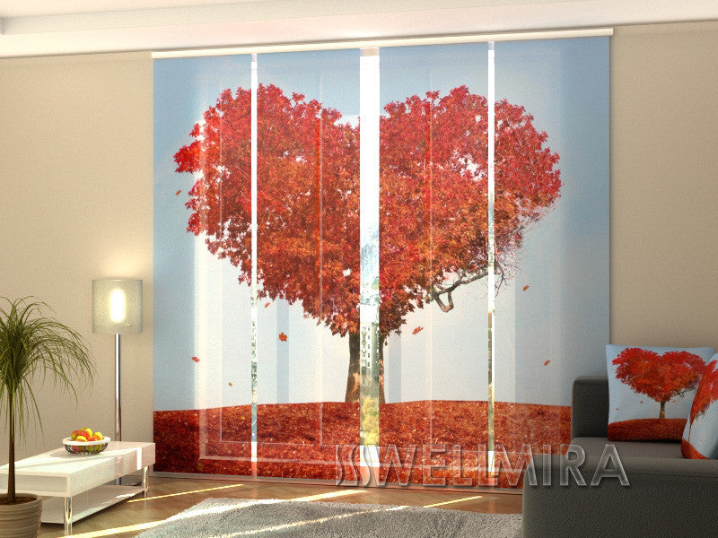 Set of 4 Panel Track Blinds - Love Tree