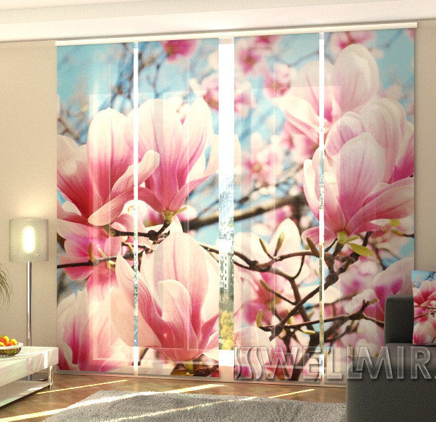 Set of 4 Panel Track Blinds - Magnolias