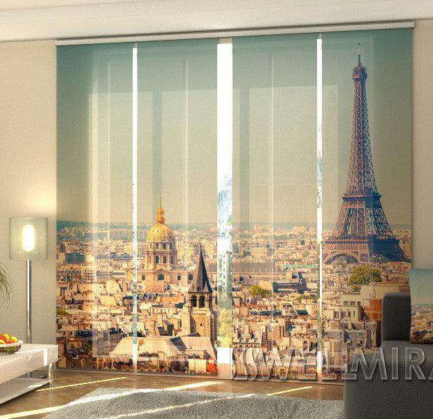 Set of 4 Panel Track Blinds - Morning in Paris