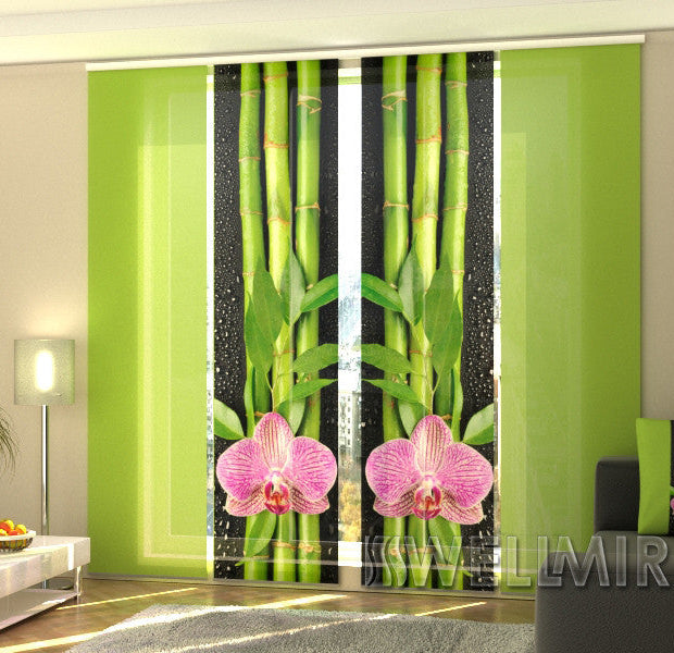 Set of 4 Panel Track Blinds - Orchids and Bamboo 3