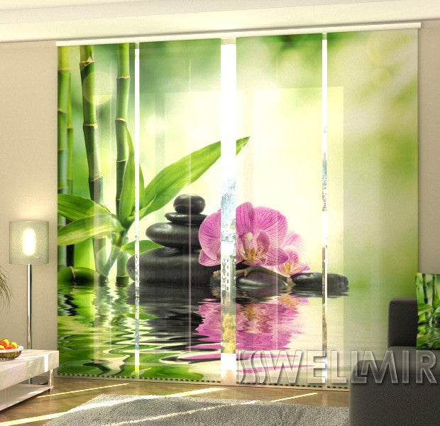 Set of 4 Panel Track Blinds - Orchids and Sun