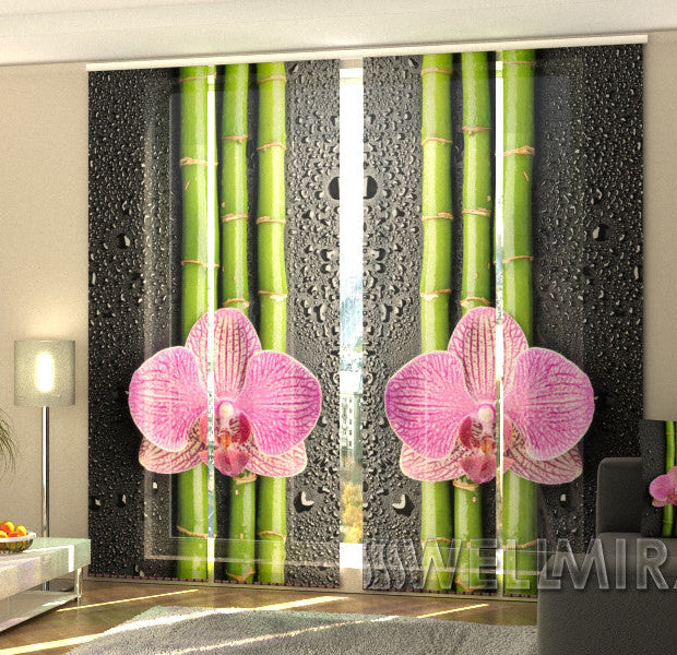 Set of 4 Panel Track Blinds - Orchids and Bamboo 2