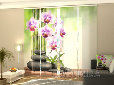 Set of 4 Panel Track Blinds - Orchids and Stones