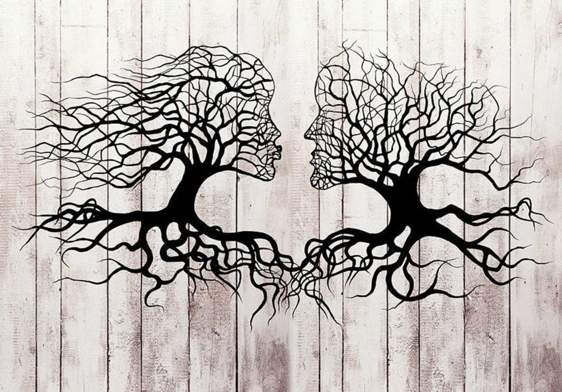 Peel & Stick Abstract Wall Mural - A Kiss Between Trees