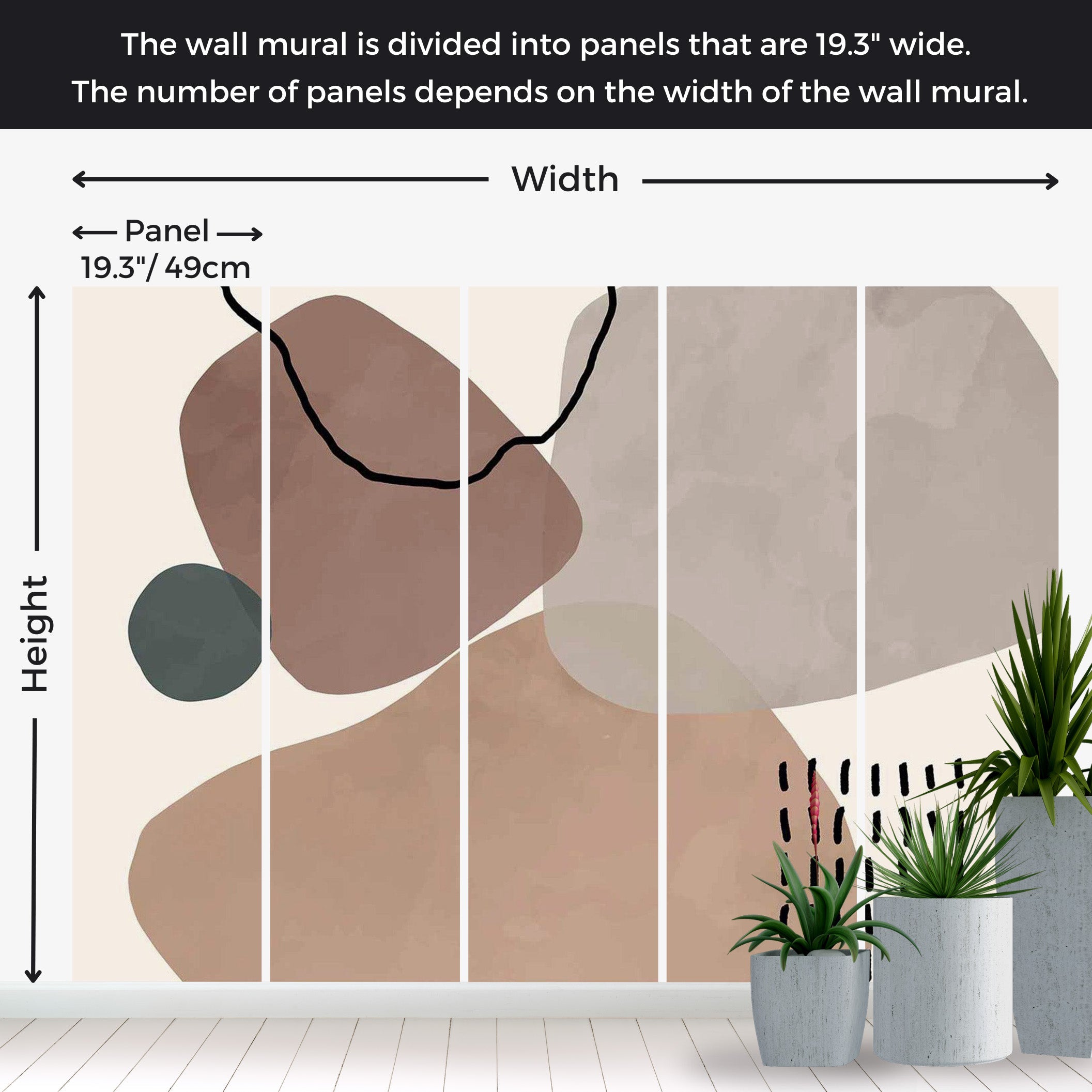 Peel & Stick Abstract Wall Mural - Aesthetic Boho Shapes