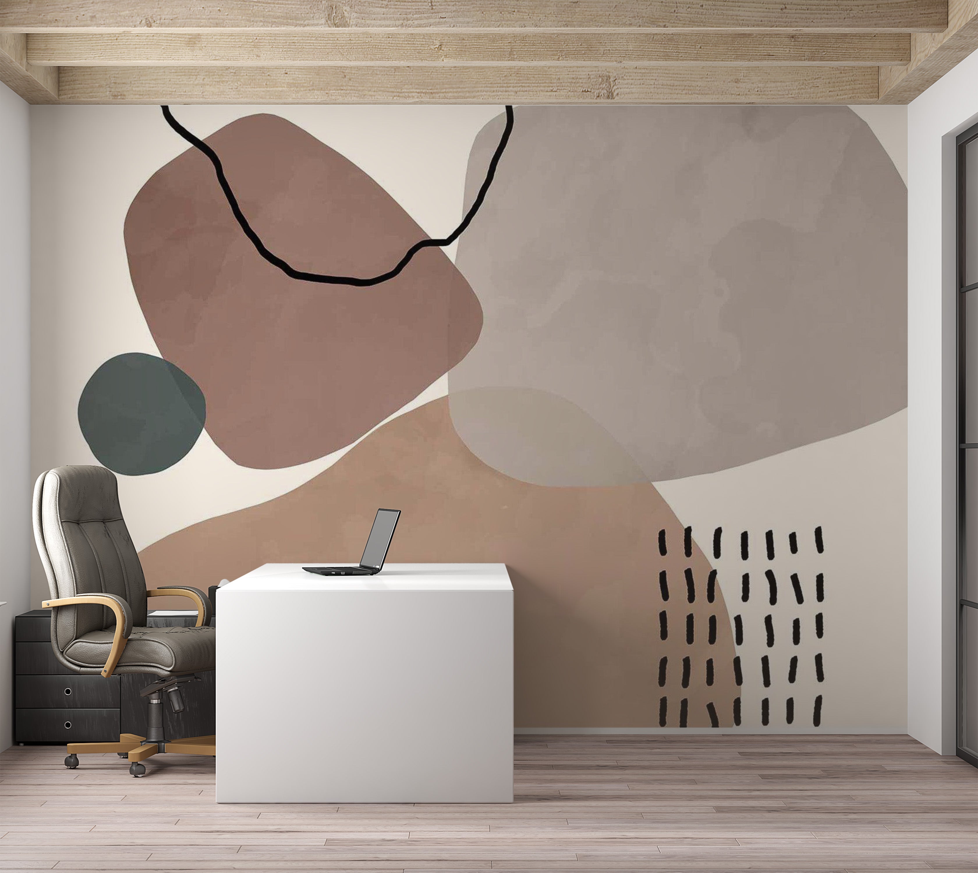 Peel & Stick Abstract Wall Mural - Aesthetic Boho Shapes