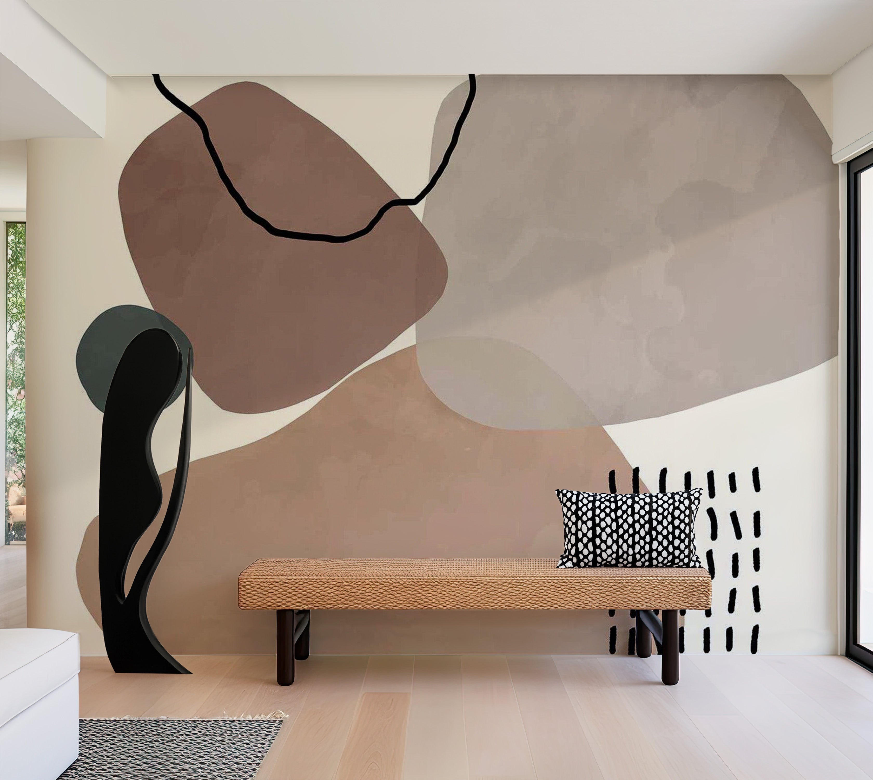 Peel & Stick Abstract Wall Mural - Aesthetic Boho Shapes