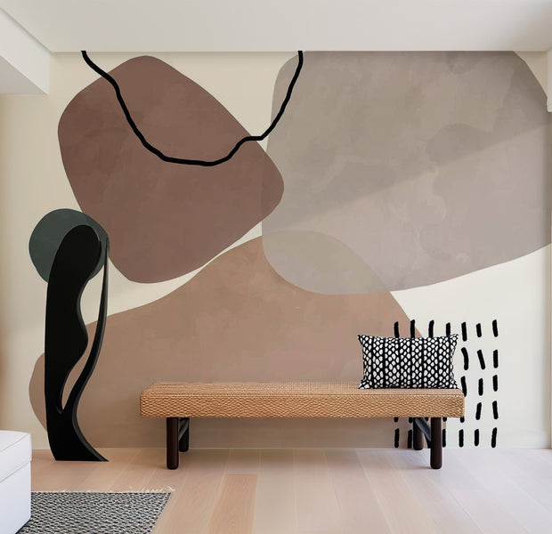 Peel & Stick Abstract Wall Mural - Aesthetic Boho Shapes