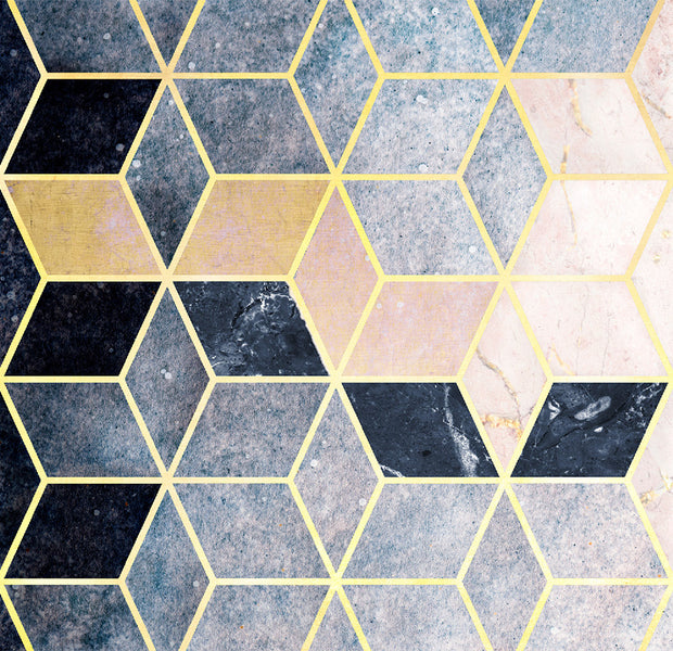 Peel & Stick Abstract Wall Mural - Blue Geometric Pattern