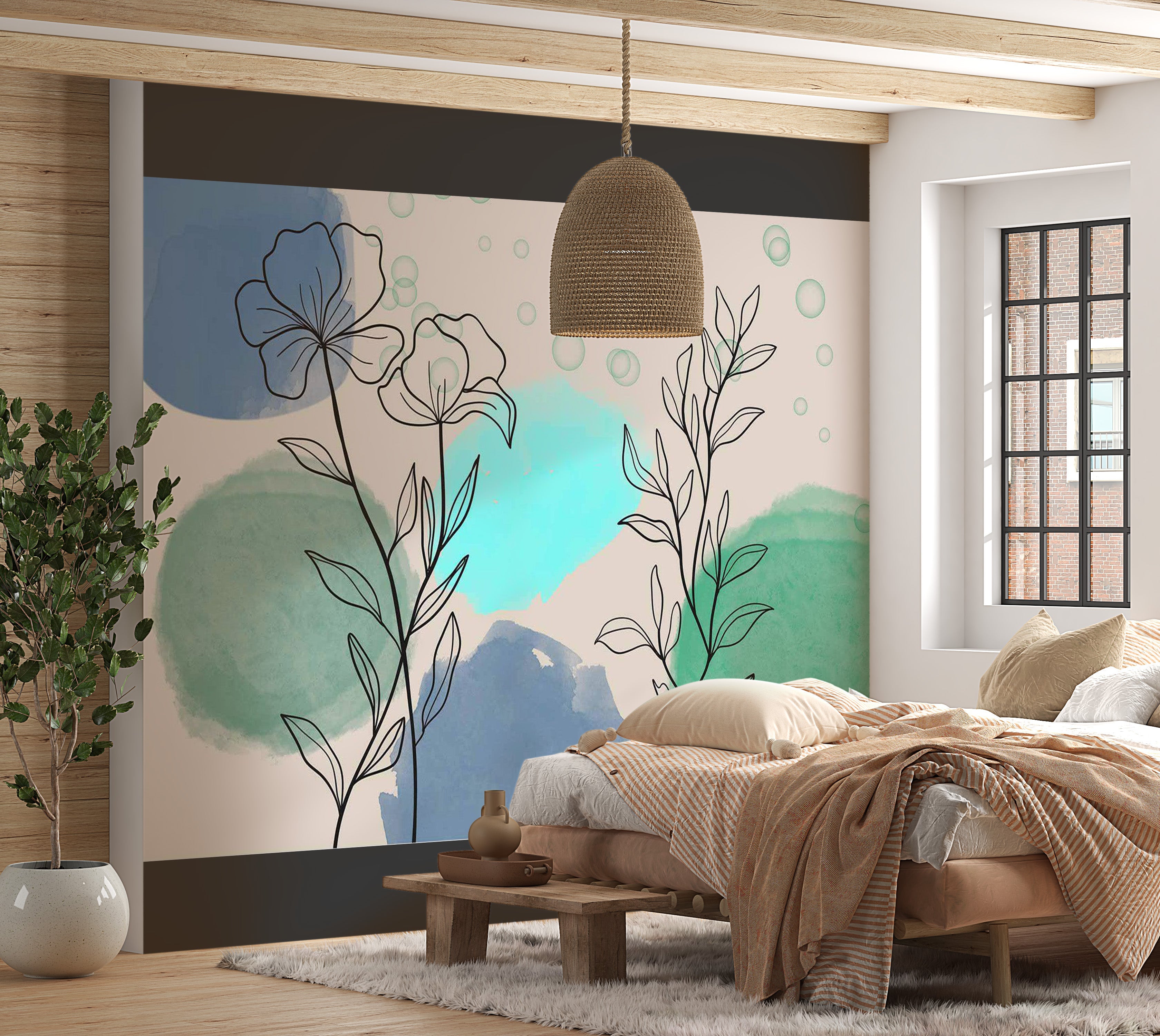 Peel & Stick Abstract Wall Mural - Botanical Underwater World