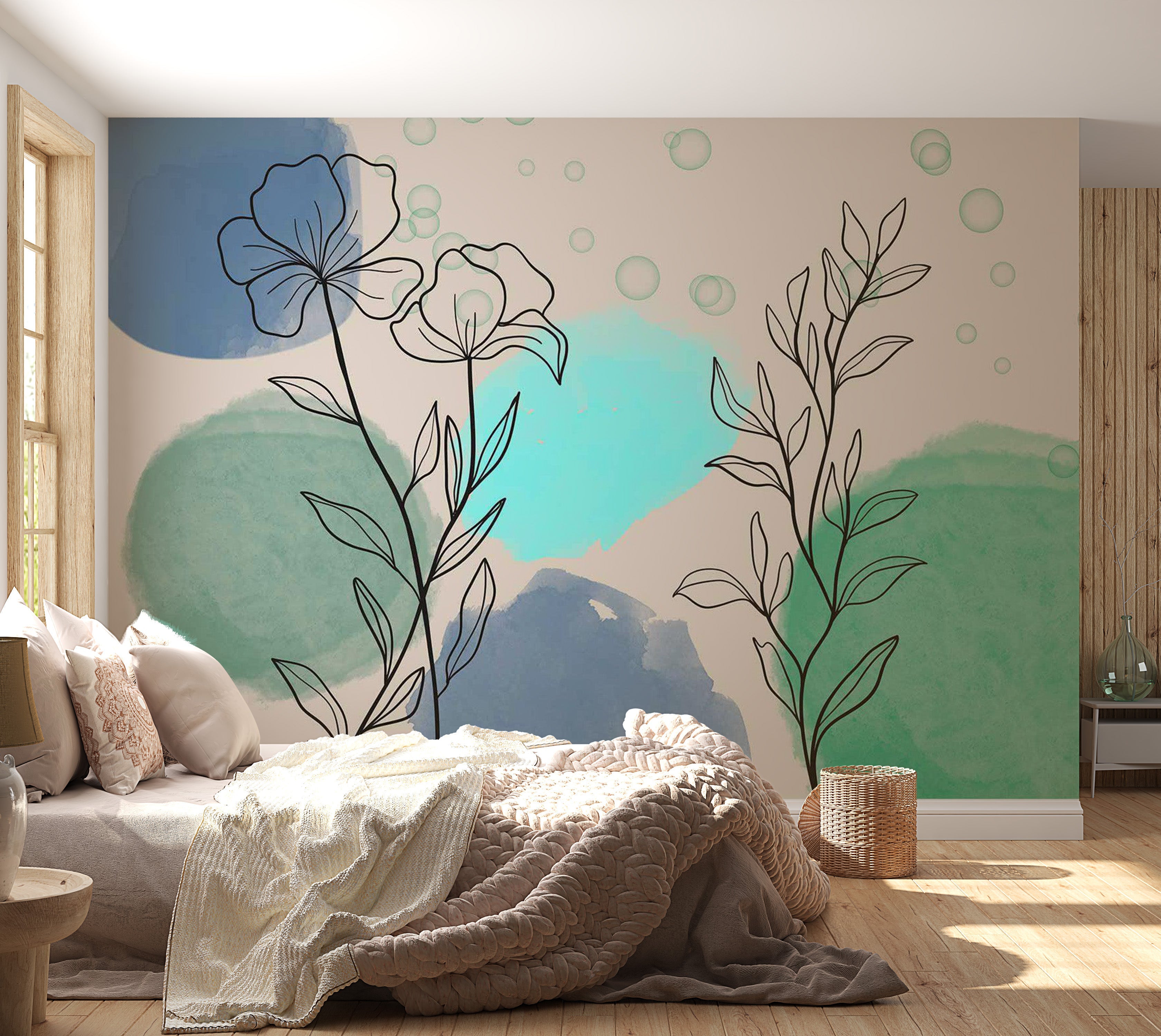 Peel & Stick Abstract Wall Mural - Botanical Underwater World