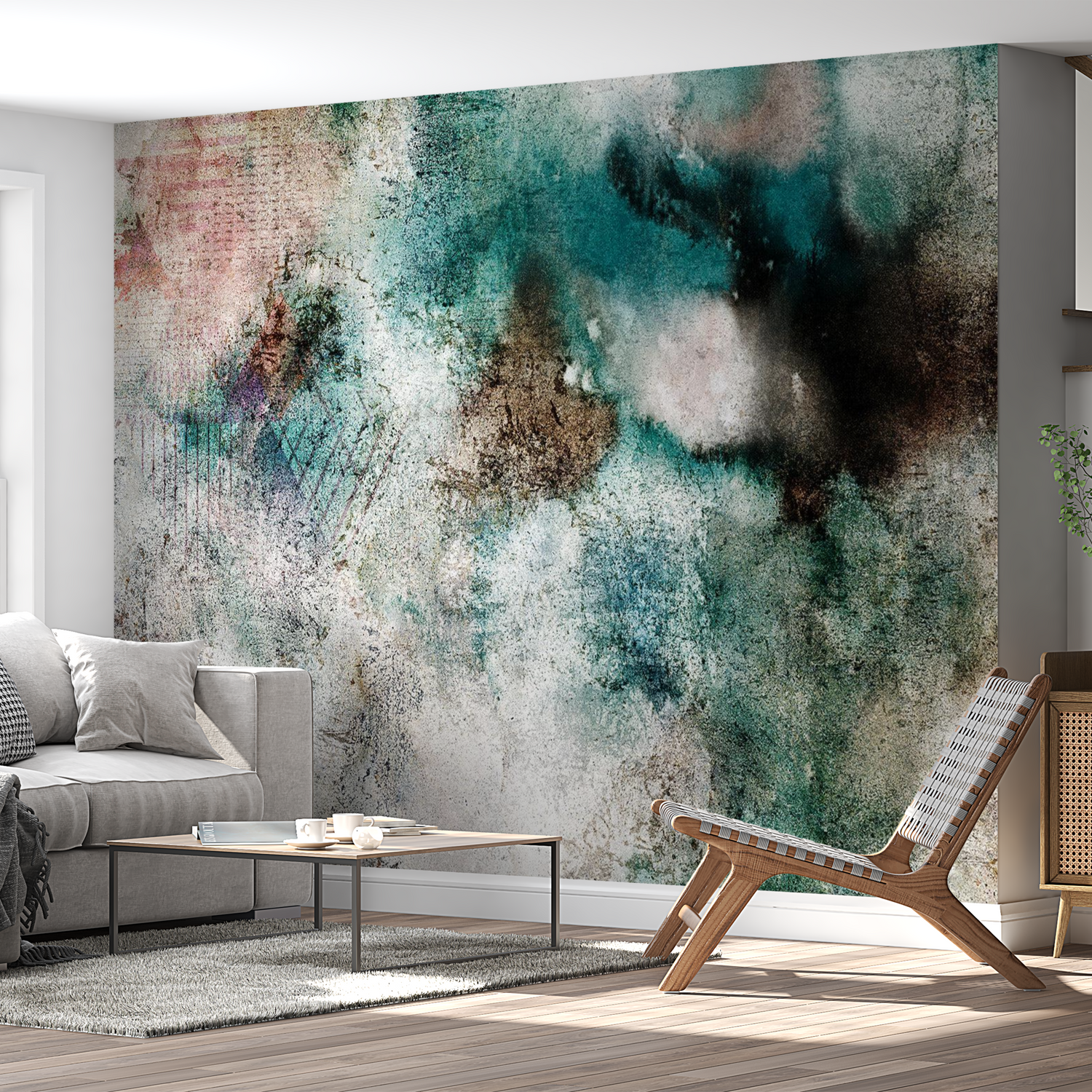 Peel & Stick Abstract Wall Mural - Concrete Wall Art - Removable Wallpaper 77"Wx55"H
