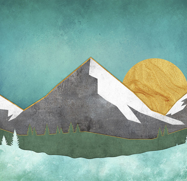 Peel & Stick Abstract Wall Mural - Geometric Mountain Landscape