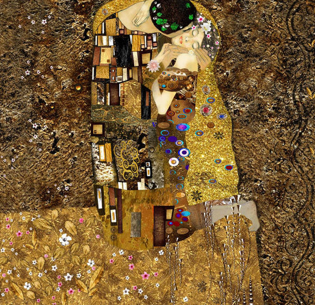 Peel & Stick Abstract Wall Mural - Klimt Golden Kiss