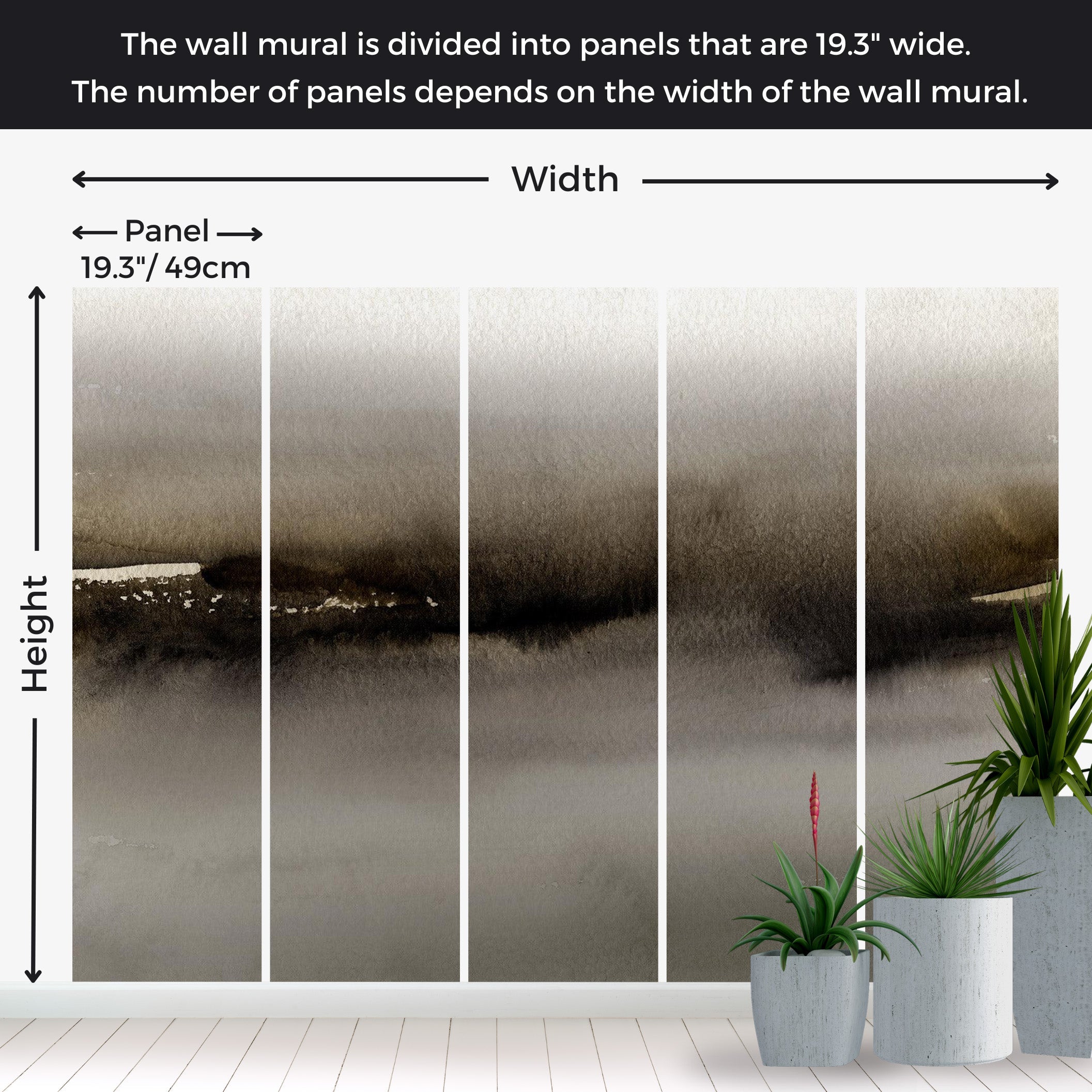 Peel & Stick Abstract Wall Mural - Modern Watercolor Art 38"Wx27"H