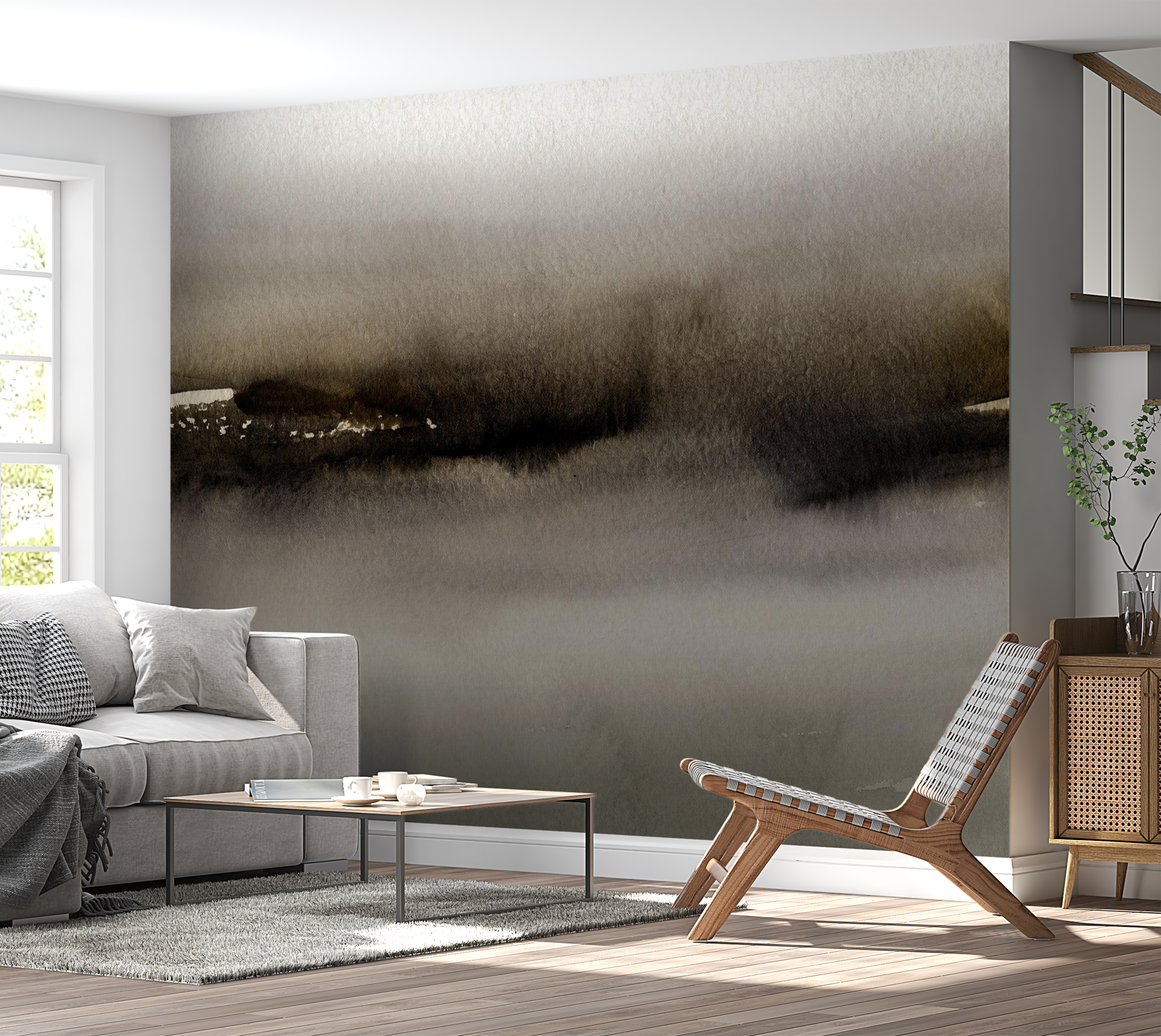 Peel & Stick Abstract Wall Mural - Modern Watercolor Art - Removable Wallpaper 38"Wx27"H