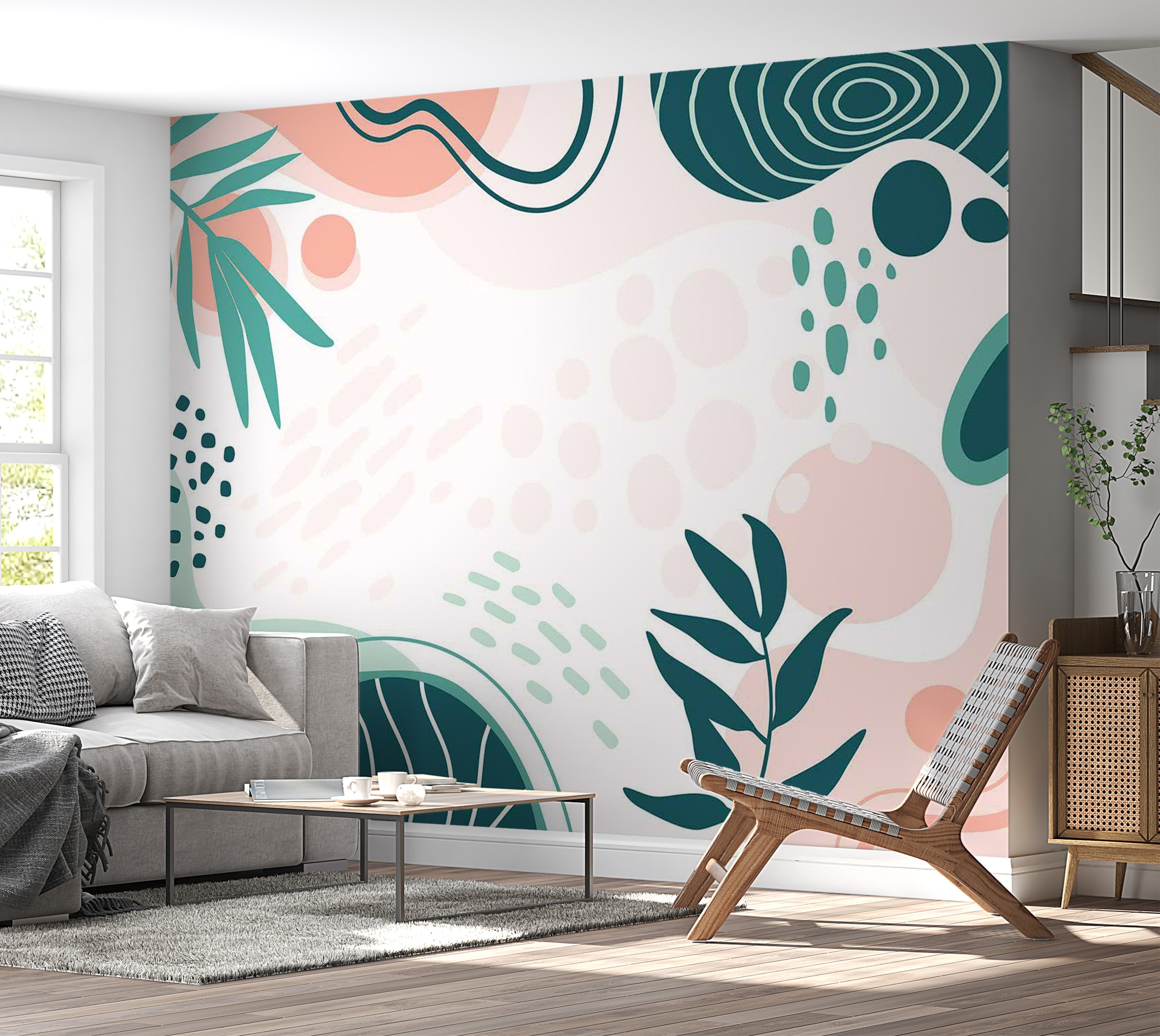 Peel & Stick Abstract Wall Mural - Organic Botanical Shapes