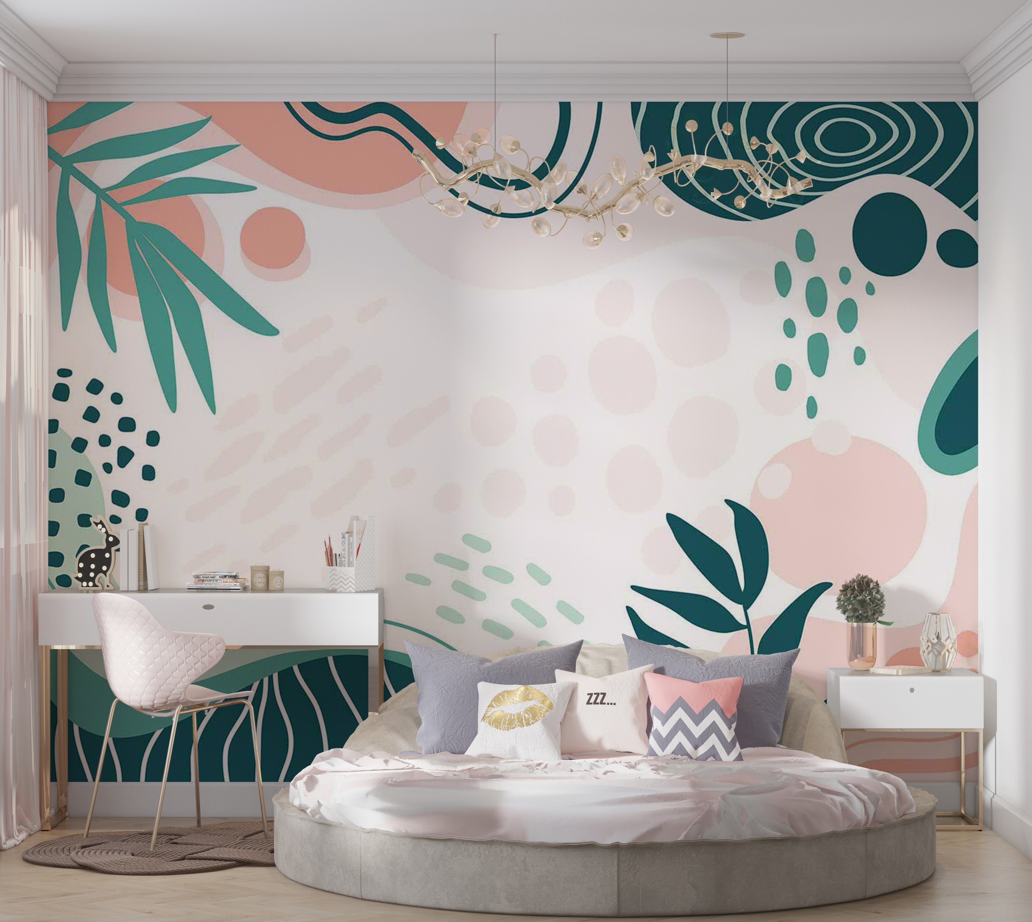 Peel & Stick Abstract Wall Mural - Organic Botanical Shapes