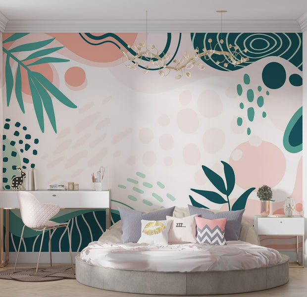 Peel & Stick Abstract Wall Mural - Organic Botanical Shapes