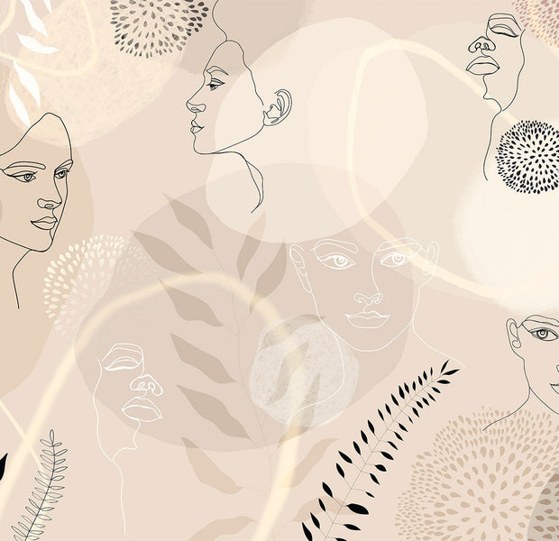 Peel & Stick Abstract Wall Mural - Potrait Line Art