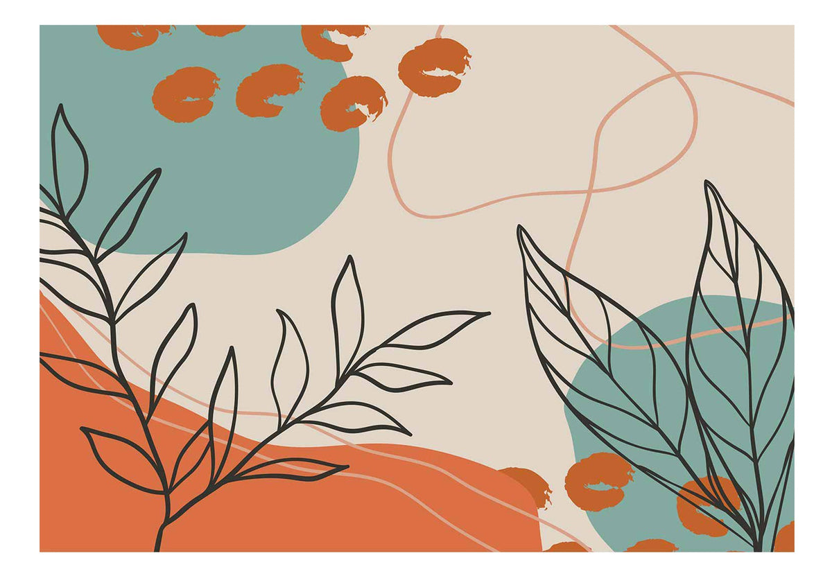 Peel & Stick Abstract Wall Mural - Terracotta Botanical Elements ...